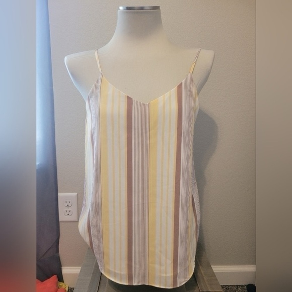 Pink Republic Brown and Yellow Stripe Tank Top
